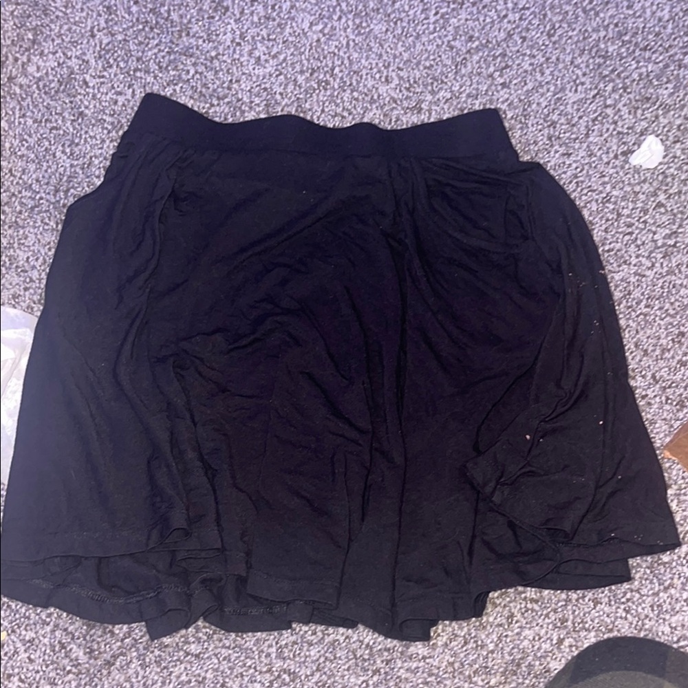Black Ruched Mini Skater Skirt